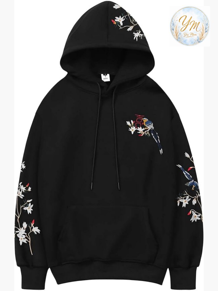 Men's Streetwear Heavyweight Embroidered Graphic Hoodie Fleece